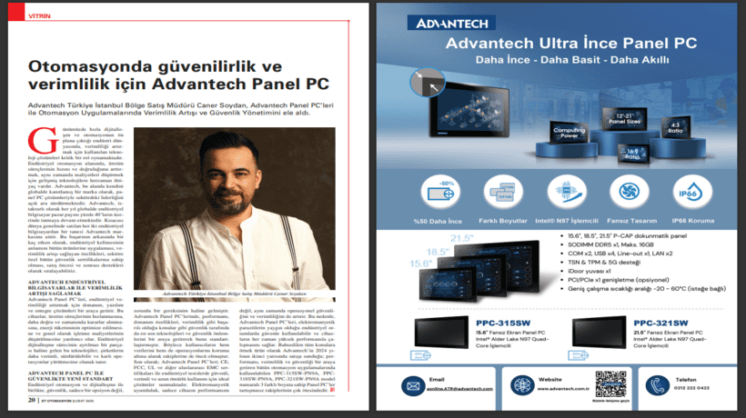 Bütün Otomasyon Uygulamalarında Güvenilirlik ve Verimlilik için Advantech Panel PC
